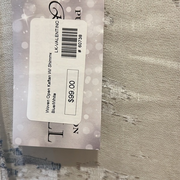 Randi & Will, 100% cotton, cover open kaftan blue / white with shimmer OS - Picture 2 of 8